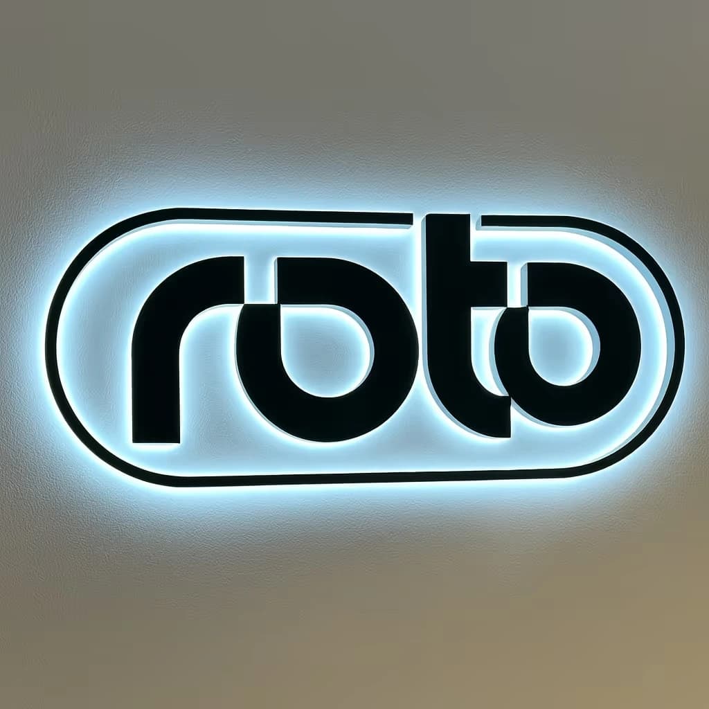 lletres corpòries retroil·luminades per a l'empresa Roto