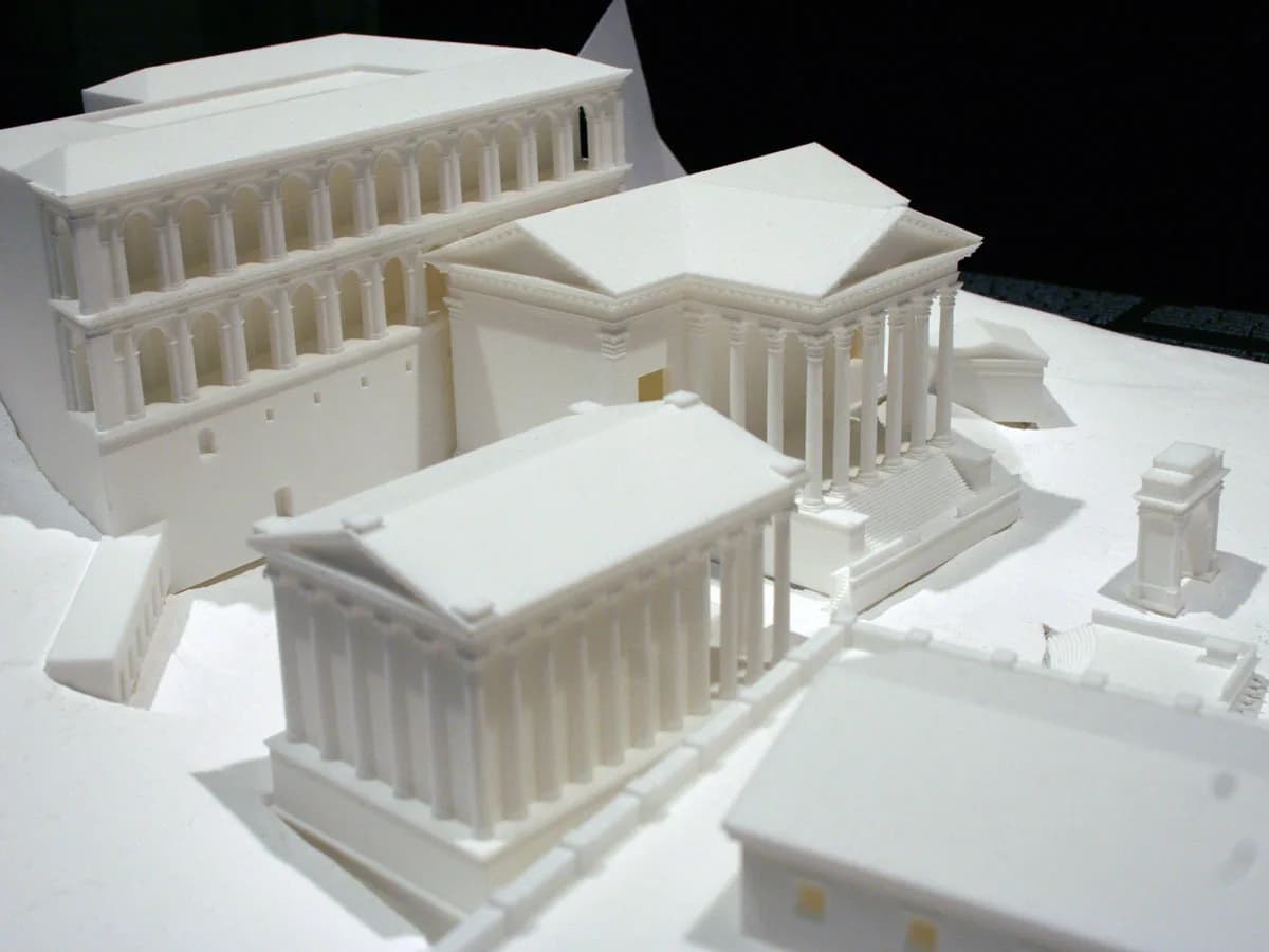 Detail of 3D printed columns and pediments.