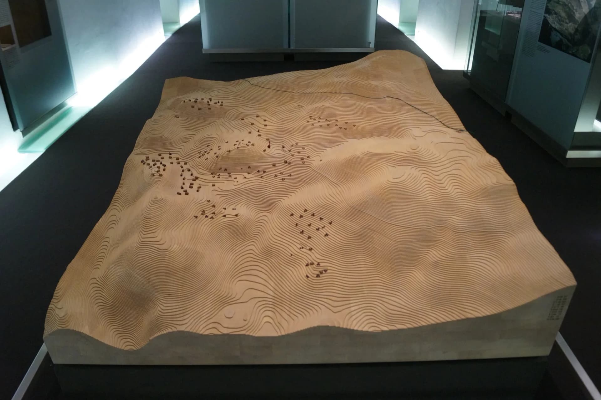 Topographic scale model of an urban area showing its relief.