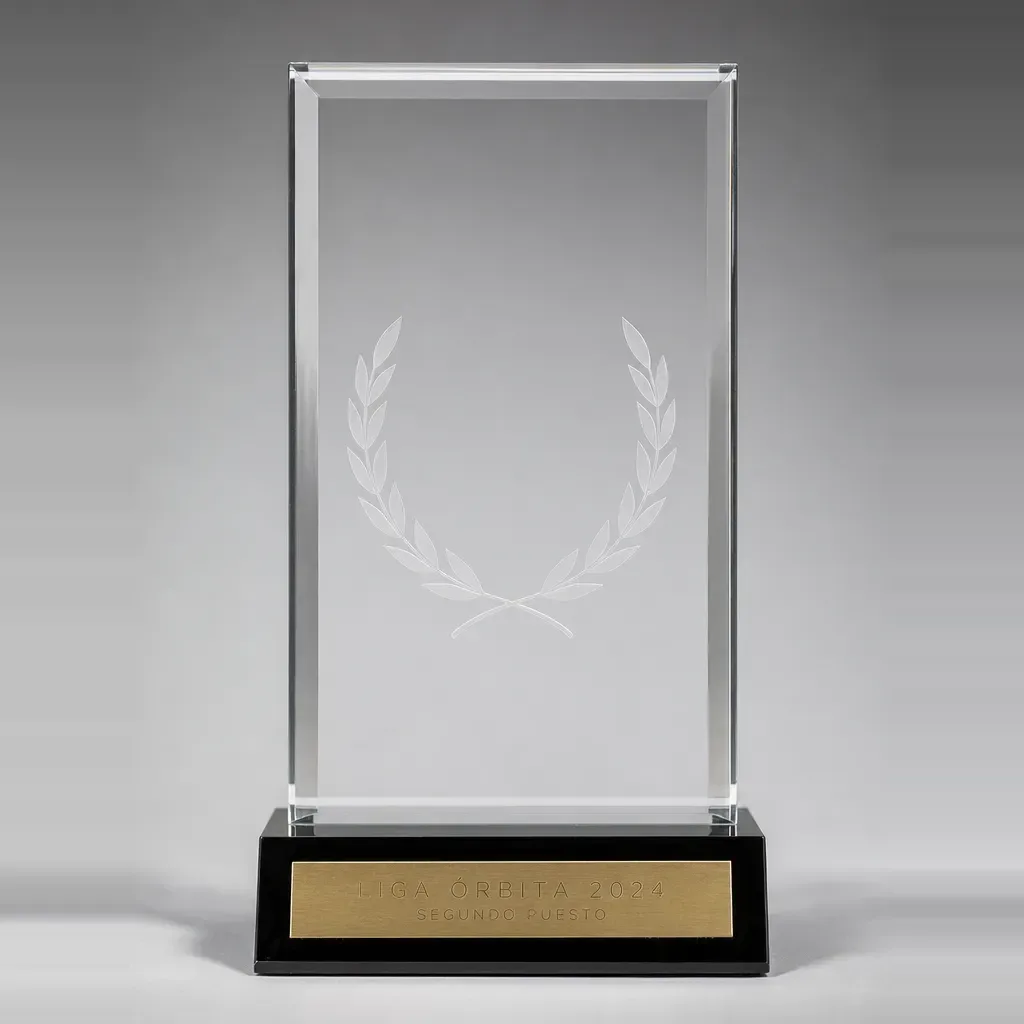 Placa d'homenatge de metacrilat gravada.